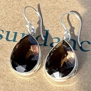 Sundance NEW $168 SMOKY TOPAZ Sterling Silver NOVEMBER BIRTHSTONE Brown Earrings